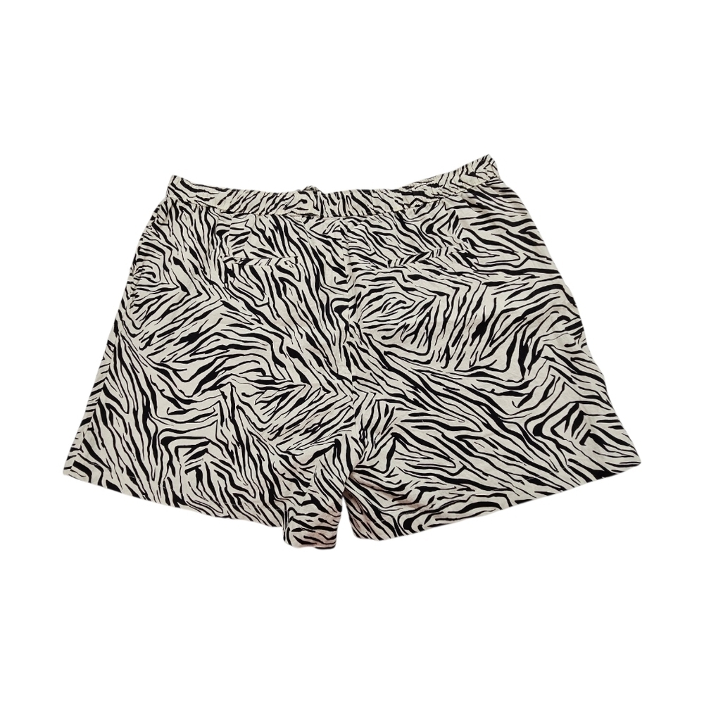 Cynthia Rowley Linen Drawstring Short In Cream And Brown Zebra Stripe Size 3X - Picture 4 of 9